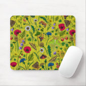 Wilde Blume und Motten auf Grün Mousepad (Mit Mouse)