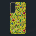 Wilde Blume und Motten auf Grün Samsung Galaxy Hülle<br><div class="desc">Handgemalte Sammlung von verschiedenen wilden Blume.</div>