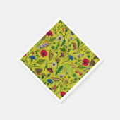 Wilde Blume und Motten auf Grün Serviette (Ecke)
