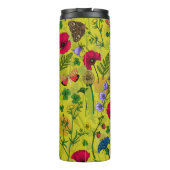 Wilde Blume und Motten auf Grün Thermosbecher (Rückseite)