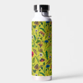 Wilde Blume und Motten auf Grün Trinkflasche (Links)