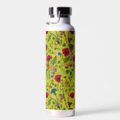 Wilde Blume und Motten auf Grün Trinkflasche (Rechts)