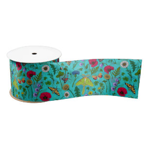 Wilde Blume und Motten Satinband