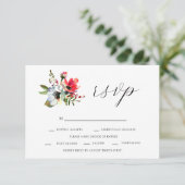 Wilde Blume und romanische UAWG RSVP Karte (Stehend Vorderseite)