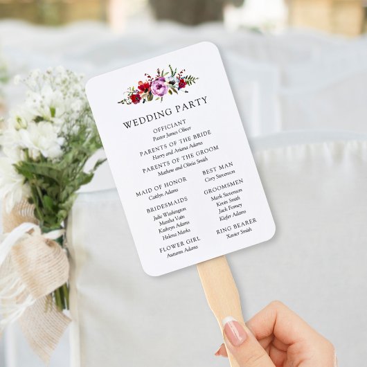Wilde Blume und romantische Hochzeitsprogramme Fächer