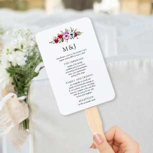 Wilde Blume und romantische Hochzeitsprogramme Fächer