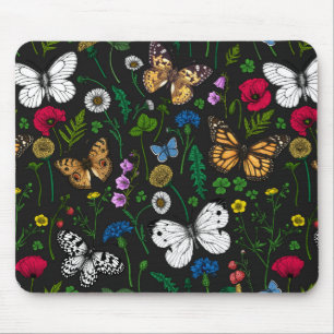Wilde Blume und Schmetterlinge 2 Mousepad