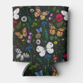 Wilde Blume und Schmetterlinge auf schwarz Dosenkühler (Vorderseite)