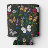 Wilde Blume und Schmetterlinge auf schwarz Dosenkühler (Rückseite)