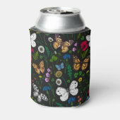 Wilde Blume und Schmetterlinge auf schwarz Dosenkühler (Kanne Rückseite)