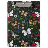 Wilde Blume und Schmetterlinge auf schwarz Klemmbrett (Vorderseite)