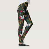 Wilde Blume und Schmetterlinge auf schwarz Leggings (Rechts)