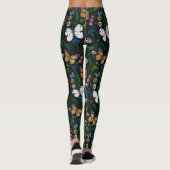 Wilde Blume und Schmetterlinge auf schwarz Leggings (Rückseite)