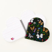 Wilde Blume und Schmetterlinge auf schwarz Notizblock (Innenseite)