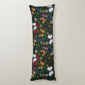 Wilde Blume und Schmetterlinge auf schwarz Seitenschläferkissen (Rückseite (Vertikal))