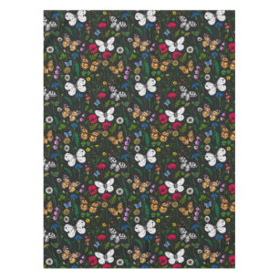 Wilde Blume und Schmetterlinge auf schwarz Tischdecke