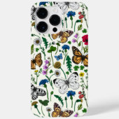 Wilde Blume und Schmetterlinge auf Weiß Case-Mate iPhone Hülle (Rückseite)