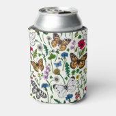 Wilde Blume und Schmetterlinge auf Weiß Dosenkühler (Kanne Rückseite)