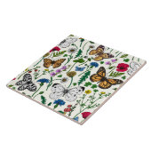 Wilde Blume und Schmetterlinge auf Weiß Fliese (Seite)