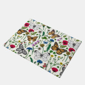 Wilde Blume und Schmetterlinge auf Weiß Fußmatte (Schrägansicht)