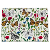 Wilde Blume und Schmetterlinge auf Weiß Große Geschenktüte (Vorderseite)