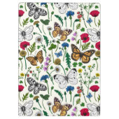 Wilde Blume und Schmetterlinge auf Weiß Klemmbrett (Rückseite)