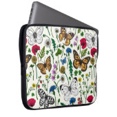Wilde Blume und Schmetterlinge auf Weiß Laptopschutzhülle (Vorne Rechts)