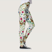 Wilde Blume und Schmetterlinge auf Weiß Leggings (Rechts)