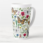 Wilde Blume und Schmetterlinge auf Weiß Milchtasse (Rechte Ecke)