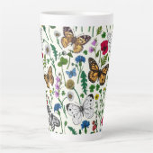 Wilde Blume und Schmetterlinge auf Weiß Milchtasse (Vorderseite)