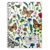Wilde Blume und Schmetterlinge auf Weiß Notizblock (Vorderseite)