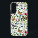 Wilde Blume und Schmetterlinge auf Weiß Samsung Galaxy Hülle<br><div class="desc">Handgemalte Sammlung von verschiedenen Schmetterlingen und wilden Blume.</div>