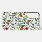 Wilde Blume und Schmetterlinge auf Weiß Samsung Galaxy Hülle (Rückseite (Horizontal))