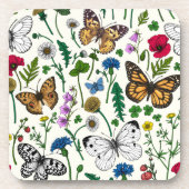 Wilde Blume und Schmetterlinge Getränkeuntersetzer (Vorderseite)