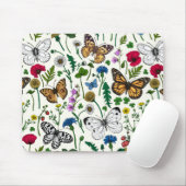 Wilde Blume und Schmetterlinge Mousepad (Mit Mouse)