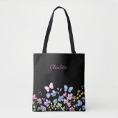 Wilde Blume und Schmetterlinge Tasche (Vorderseite)
