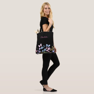 Wilde Blume und Schmetterlinge Tasche