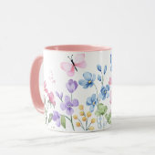 Wilde Blume und Schmetterlinge Tasse (Vorderseite Links)
