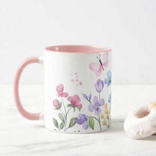 Wilde Blume und Schmetterlinge Tasse