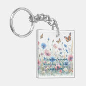 Wilde Blume und Zitat Schlüsselanhänger (Vorderseite links)