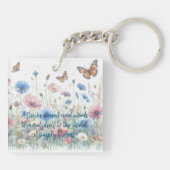 Wilde Blume und Zitat Schlüsselanhänger (Rückseite)