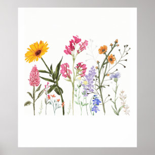 Wilde Blume , Vintag botanisch , pastelfarben Poster