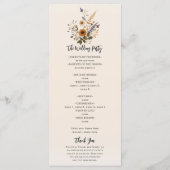 Wilde Blume Vintag Floral Boho Hochzeitsprogramm Programm (Rückseite)