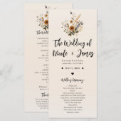 Wilde Blume Vintag Floral Boho Hochzeitsprogramm Programm (Vorne/Hinten)