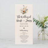 Wilde Blume Vintag Floral Boho Hochzeitsprogramm Programm (Stehend Vorderseite)