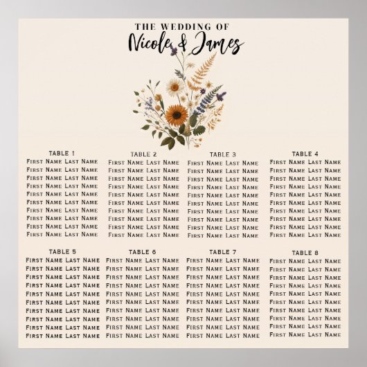 Wilde Blume Vintager Blumenstrauß Poster (Vorne)