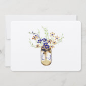 Wilde Blume von Navy Copper und Green Mason Jar Einladung (Rückseite)
