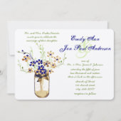 Wilde Blume von Navy Copper und Green Mason Jar Einladung (Vorderseite)