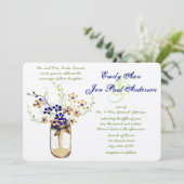 Wilde Blume von Navy Copper und Green Mason Jar Einladung (Stehend Vorderseite)