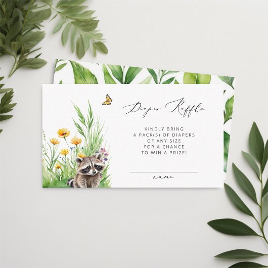 Wilde Blume Wald Niedlich Racoon Diaper Raffle Begleitkarte